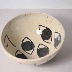 Decorated ceramic pinch pot bowl