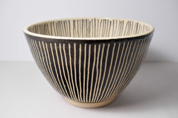 Black and white ceramic bowl